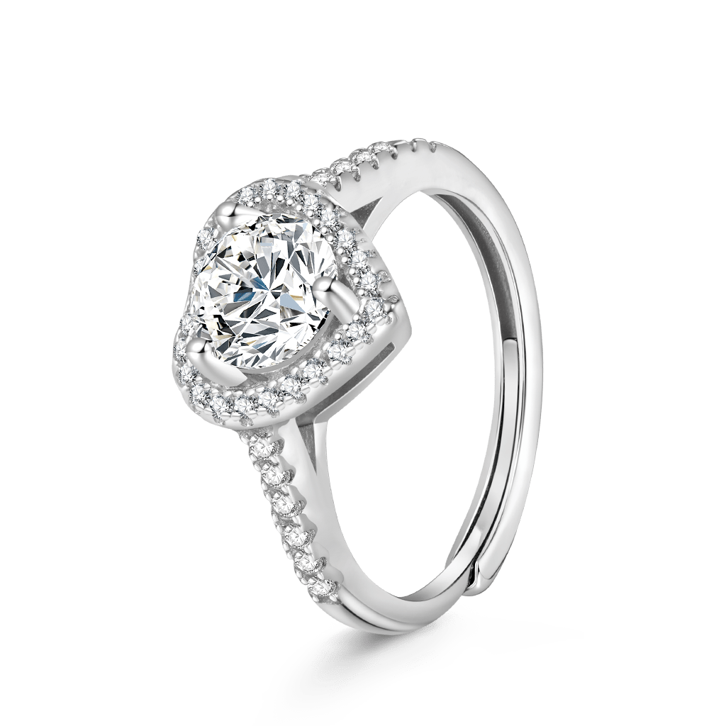 Gnoce Brilliant Hearts 1Ct Heart Cut VVS Moissanite Halo Engagement Ring_2