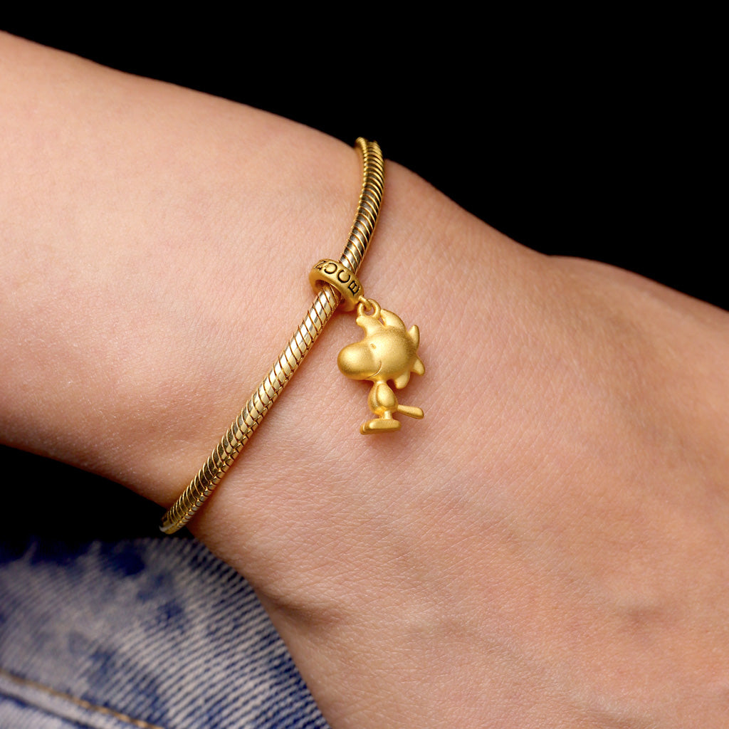 Gnoce 18k Gold Peanuts Woodstock Pendant Dangle Charm_7