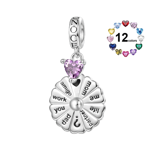 Gnoce Spinning Turntable Inlaid with Birthstone Pendant Dangle Charm_1