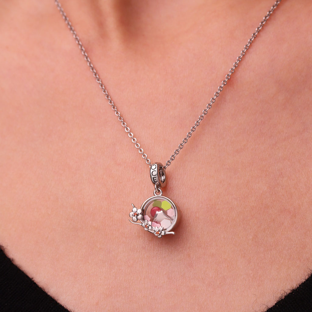 Gnoce Cherry Blossom Mount Fuji Quicksand Pendant Dangle Charm_5