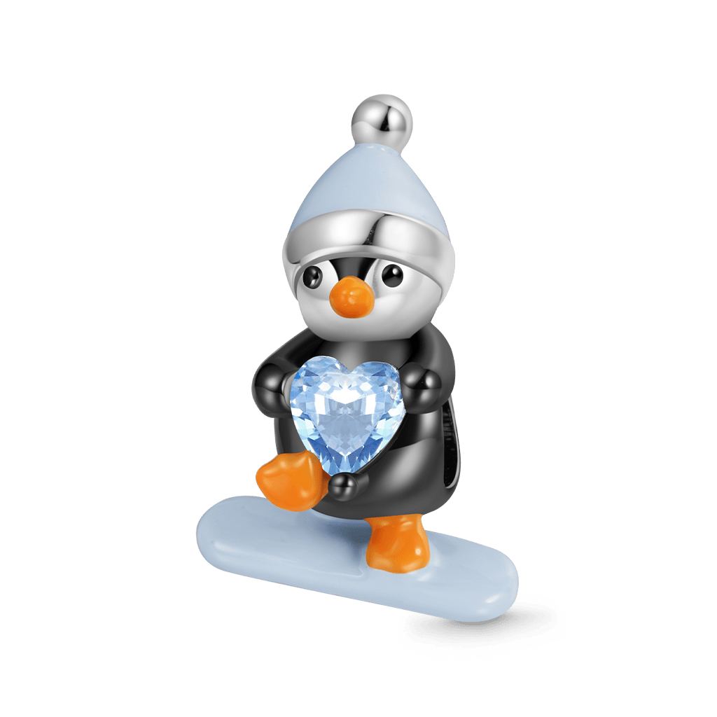 Gnoce Penguin Snowboarding Embraces Love Charm_2