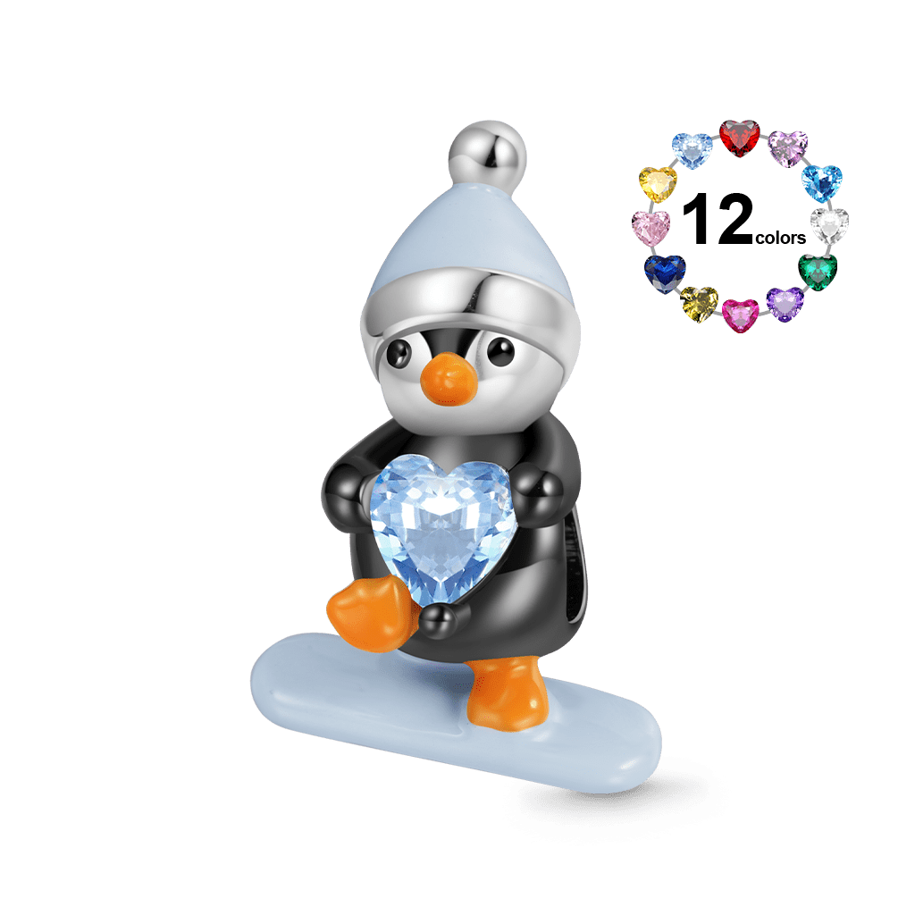 Gnoce Penguin Snowboarding Embraces Love Charm_1