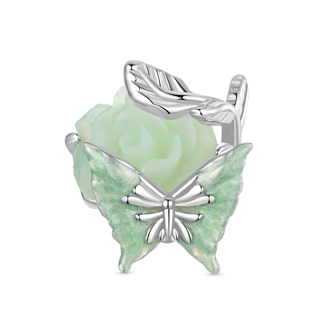 Gnoce Spring Glow-in-the-Dark Green Rose Butterfly Charm_2