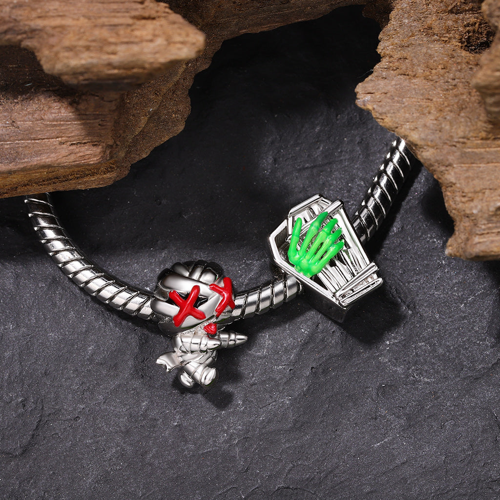Gnoce Halloween Coffin Green Luminous Skeleton Hand Charm_4