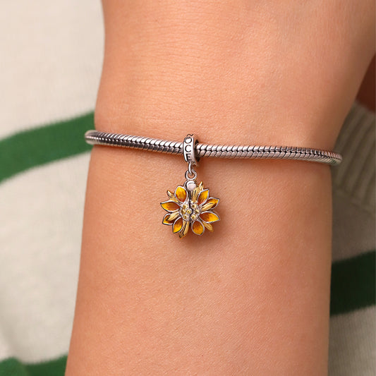 Gnoce Double-Layer Openable Sunflower Engravable Pendant Dangle Charm_8