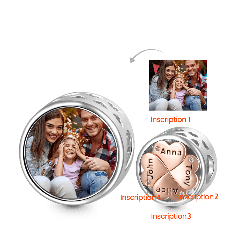 Gnoce Lucky Clover Family Love Engravable Photo Charm_2