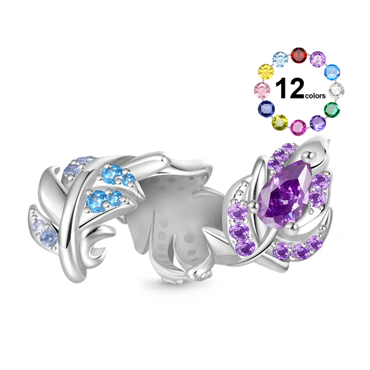 Gnoce Gradient Feather Inlaid Gemstones Charm_1