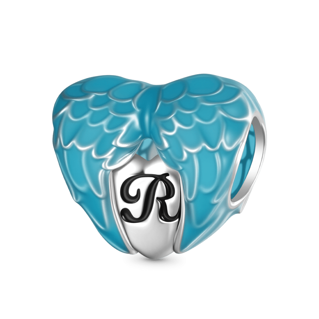 Gnoce Engravable Blue Glow-in-the-Dark Wings Heart Charm_2
