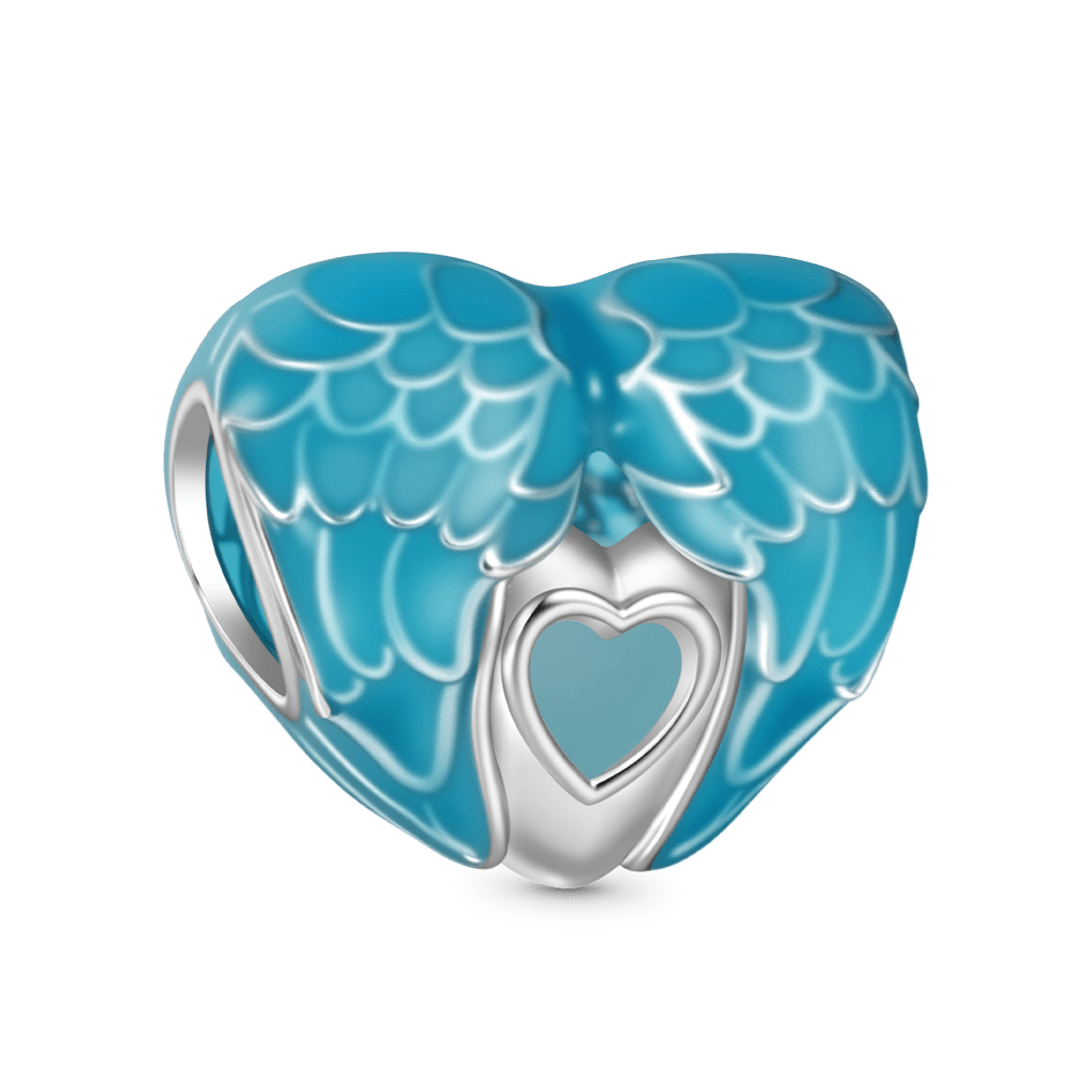 Gnoce Engravable Blue Glow-in-the-Dark Wings Heart Charm_4