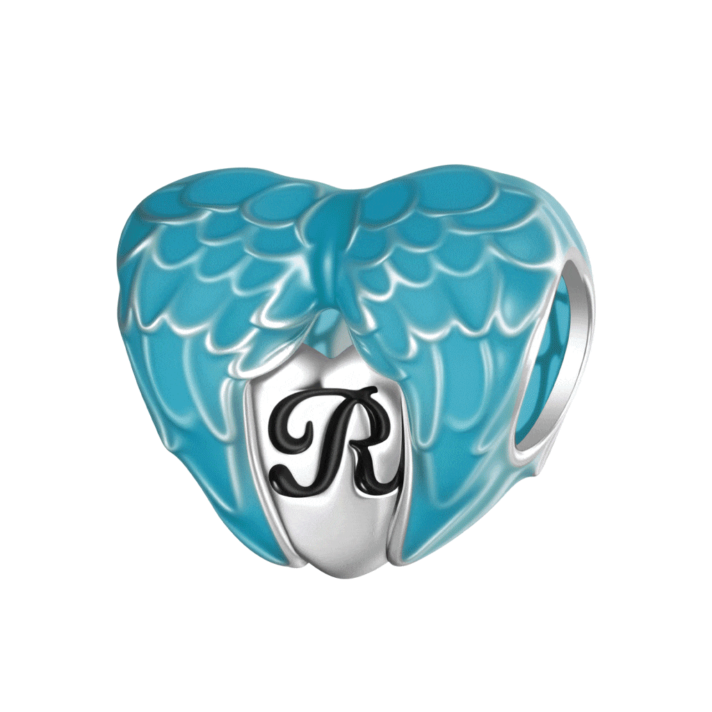 Gnoce Engravable Blue Glow-in-the-Dark Wings Heart Charm_1