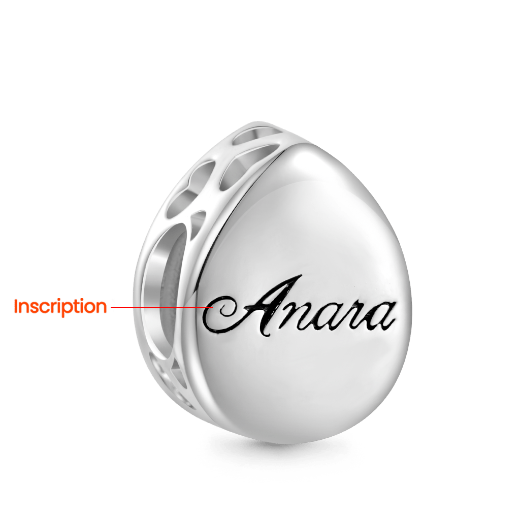 Gnoce Pear-shaped Black Hair Quartz Inlaid with Engravable Charm_3
