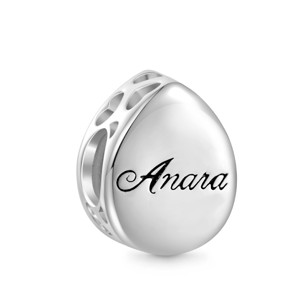 Gnoce Pear-shaped Black Hair Quartz Inlaid with Engravable Charm_2