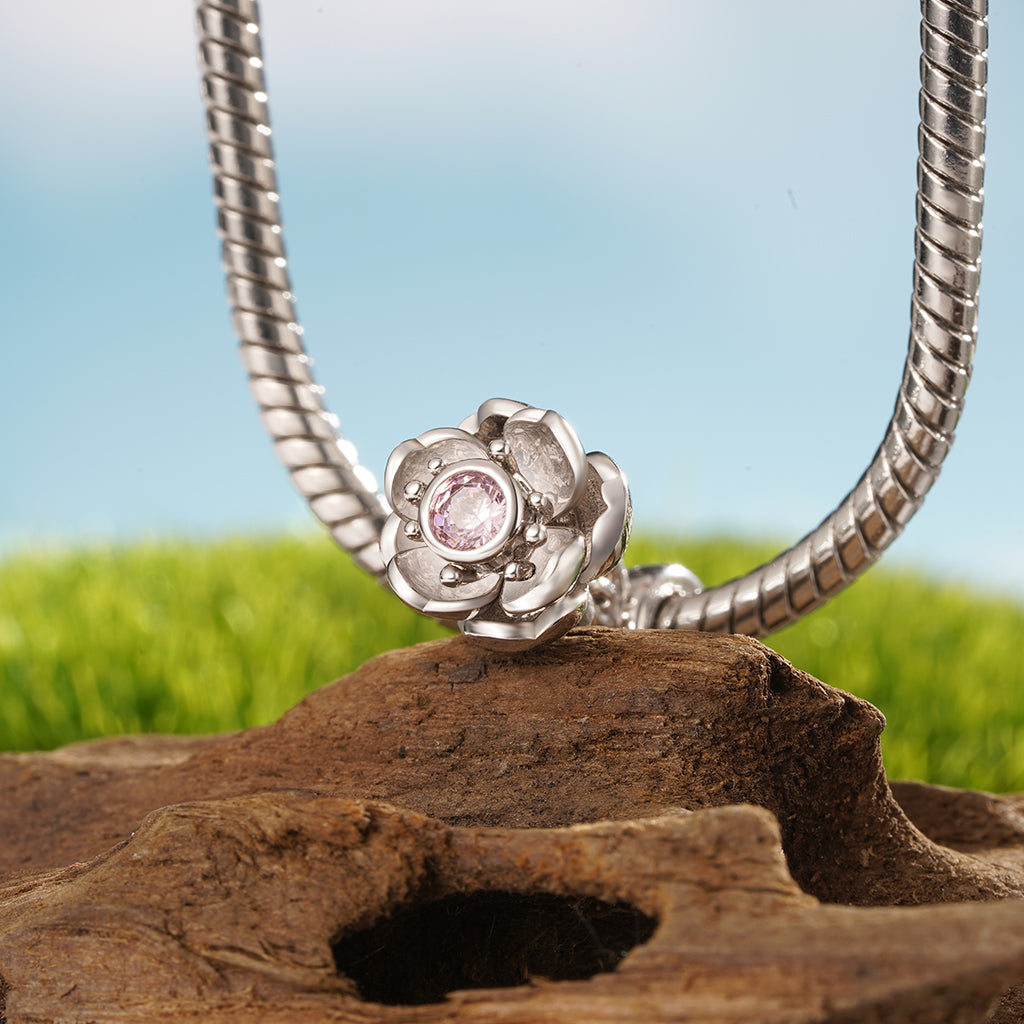 Gnoce Openable Blooming Cherry Blossom Pendant Dangle Charm_5