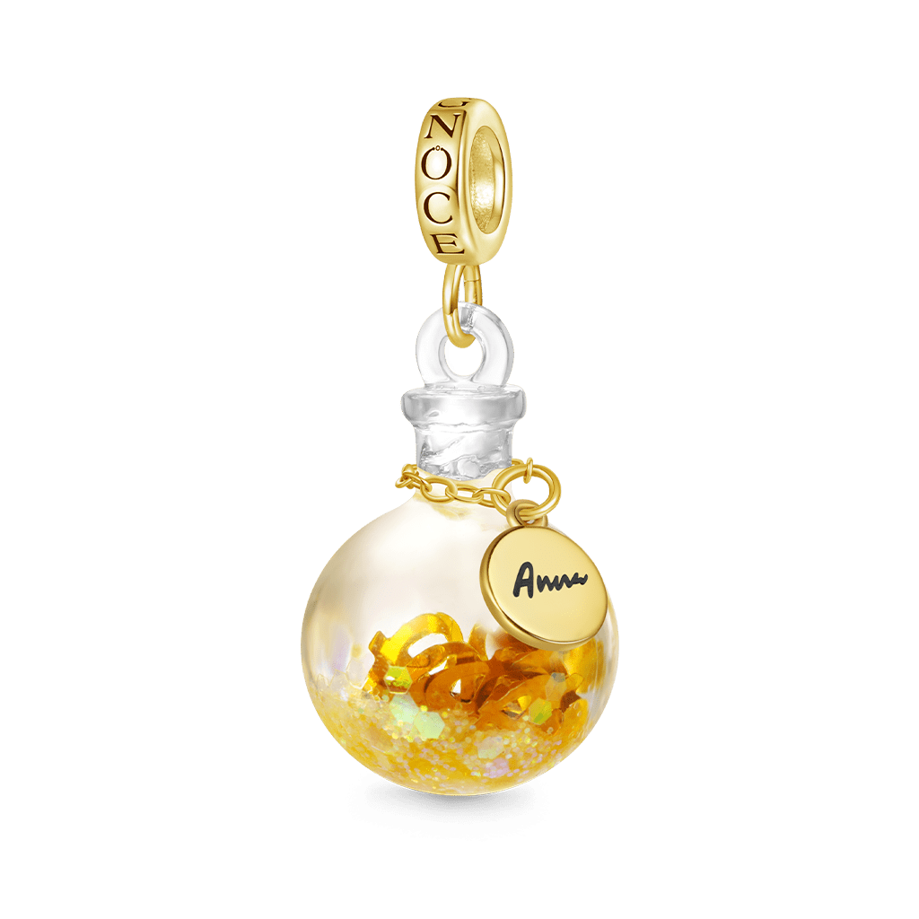 Gnoce Engravable Yellow Sequin Luminous Quicksand Bottle Pendant Dangle Charm_2