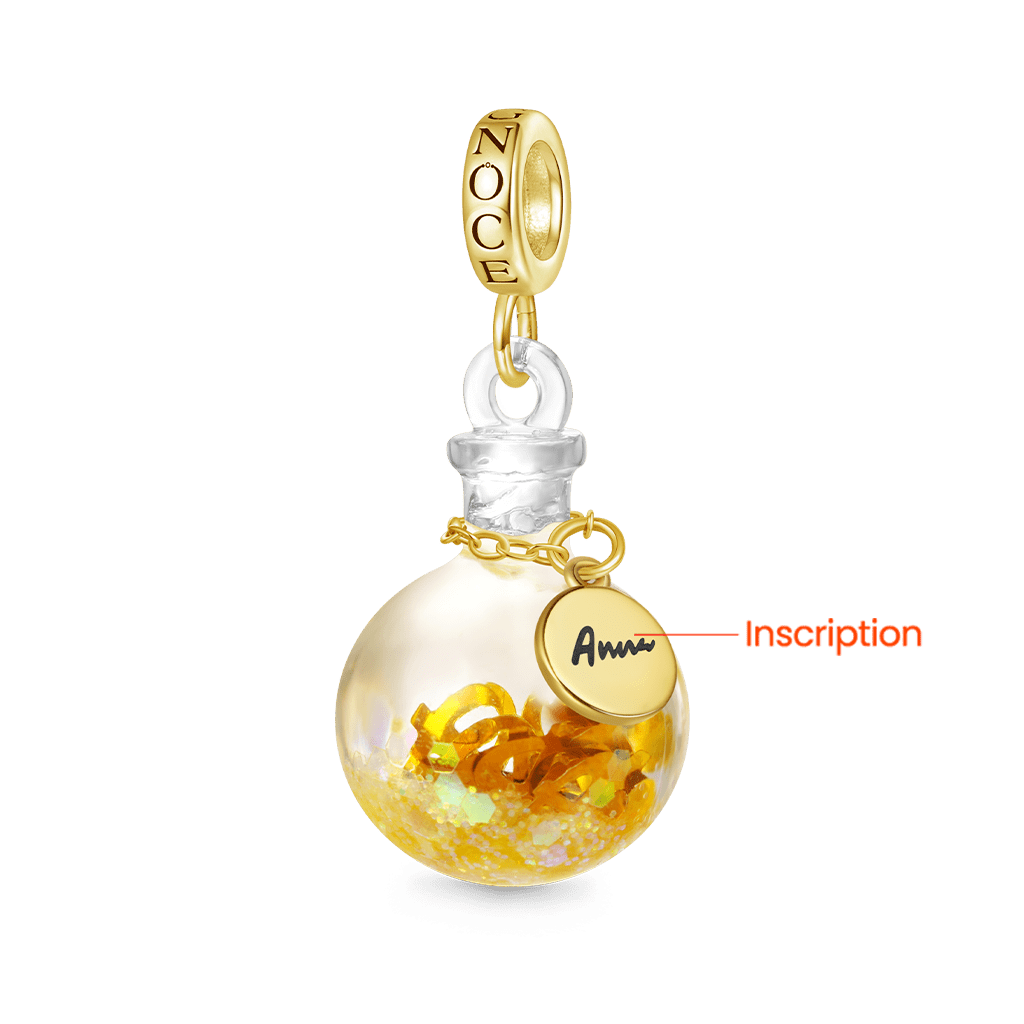 Gnoce Engravable Yellow Sequin Luminous Quicksand Bottle Pendant Dangle Charm_3