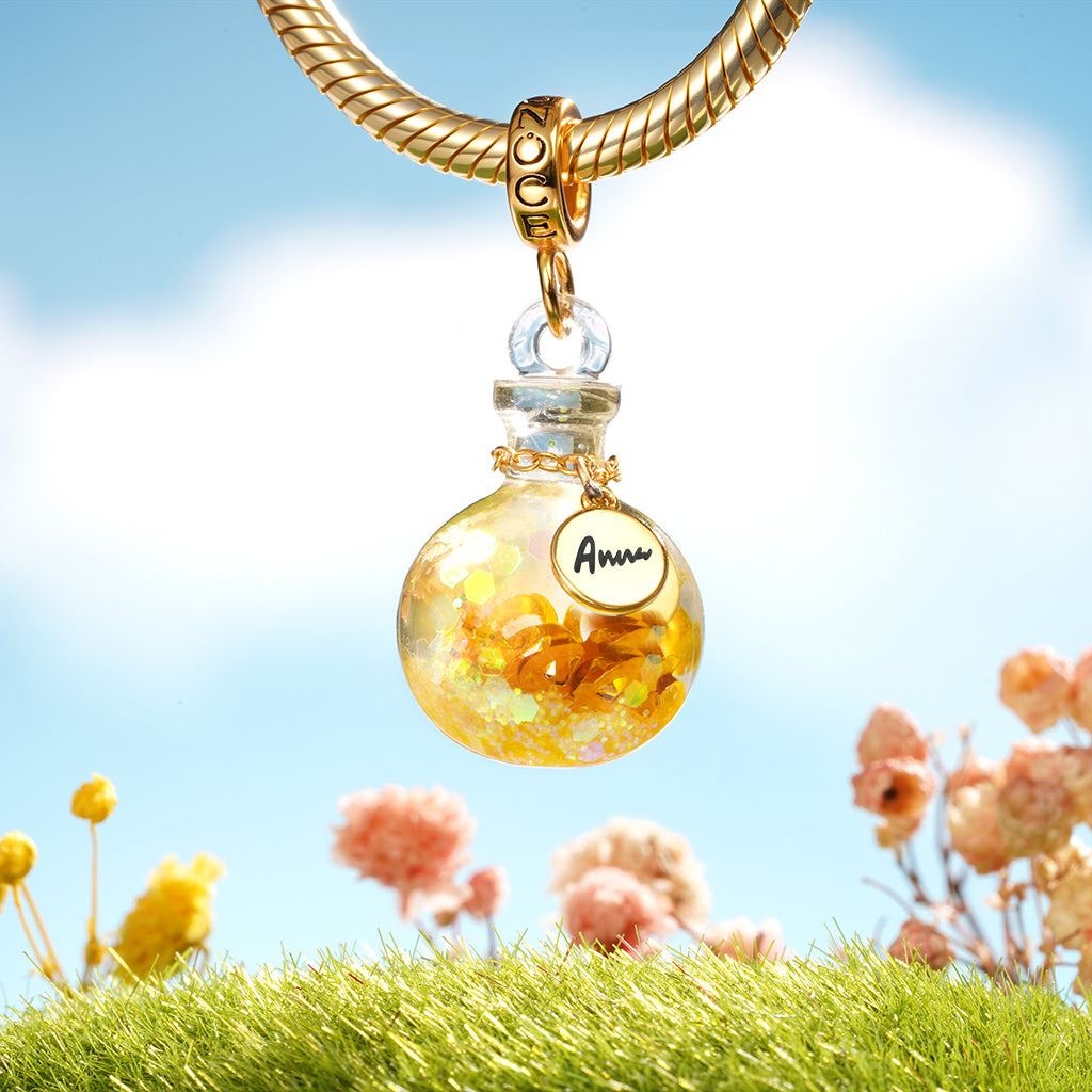 Gnoce Engravable Yellow Sequin Luminous Quicksand Bottle Pendant Dangle Charm_4