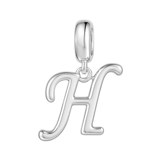 Gnoce "Think Happy, Be Happy " Letter H 925 Sterling Silver Dangling Charm Great for Bracelet, Choker, Necklace_1