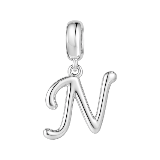 Gnoce "New Life"  Letter N 925 Sterling Silver Dangling Charm Great for Bracelet, Choker, Necklace_1