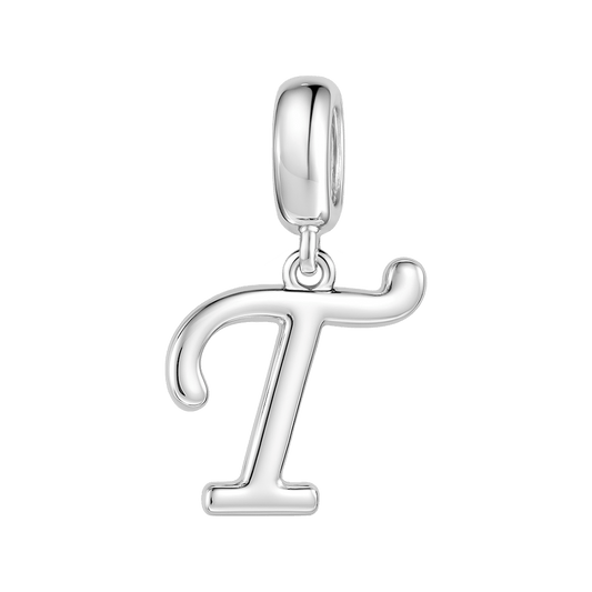Gnoce "Trust You" Letter T 925 Sterling Silver Dangling Charm Great for Bracelet, Choker, Necklace_1