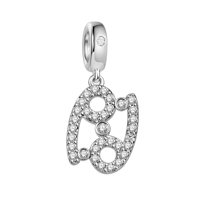 Gnoce "Enjoy the Shines" S925 Sterling Silver Cancer Charm Zodiac Sign Pendant With Cz For Bracelet_1
