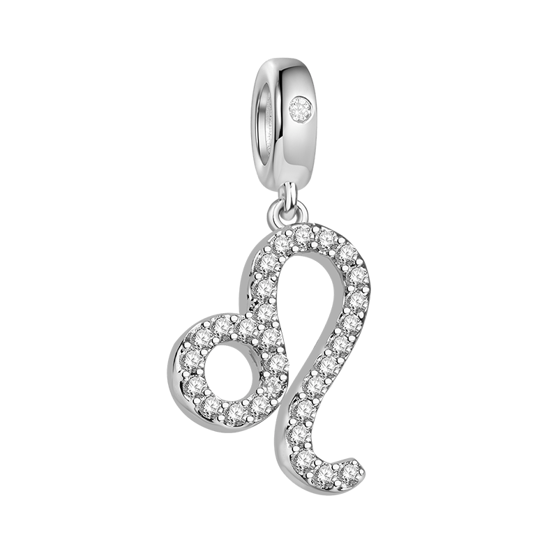 Gnoce "I Think of You" 925 Sterling Silver Leo Charm Zodiac Sign Pendant With Cz For Bracelet_1