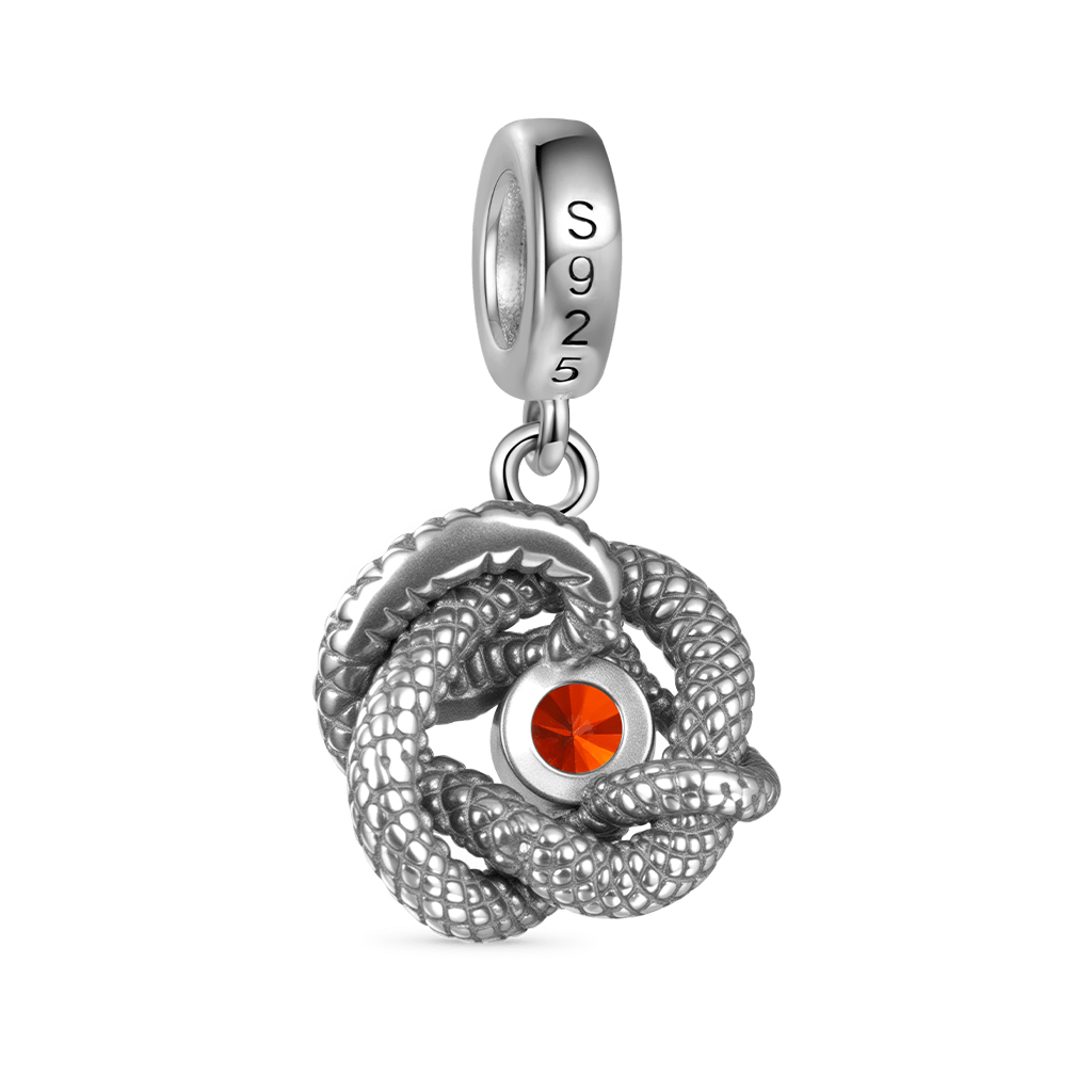 Gnoce Retro Snake Birthstone Pendant Dangle Charm_3