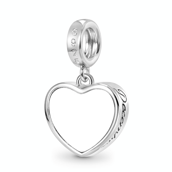 Gnoce Dec.Birthstone Heart Engravable Pendant Dangle Charm