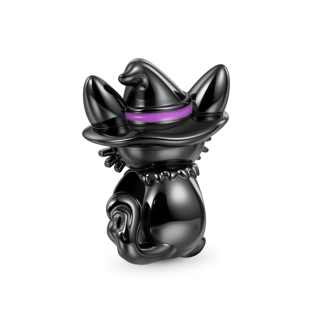 Gnoce Halloween Black Cat Wizard Embrace Pumpkin Charm_2