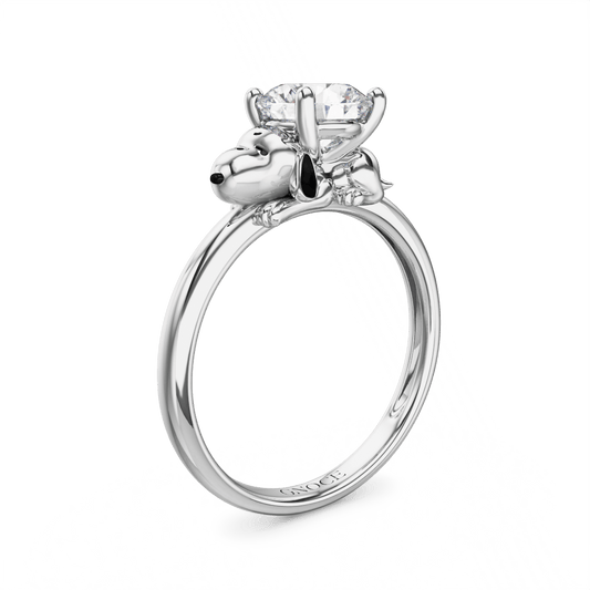 Gnoce Peanuts Snoopy Embraces Moissanite Round Cut Ring_1