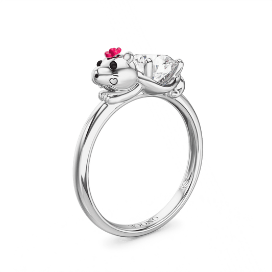 Gnoce Chillest Capybara Embraces Moissanite Round Cut Ring_1