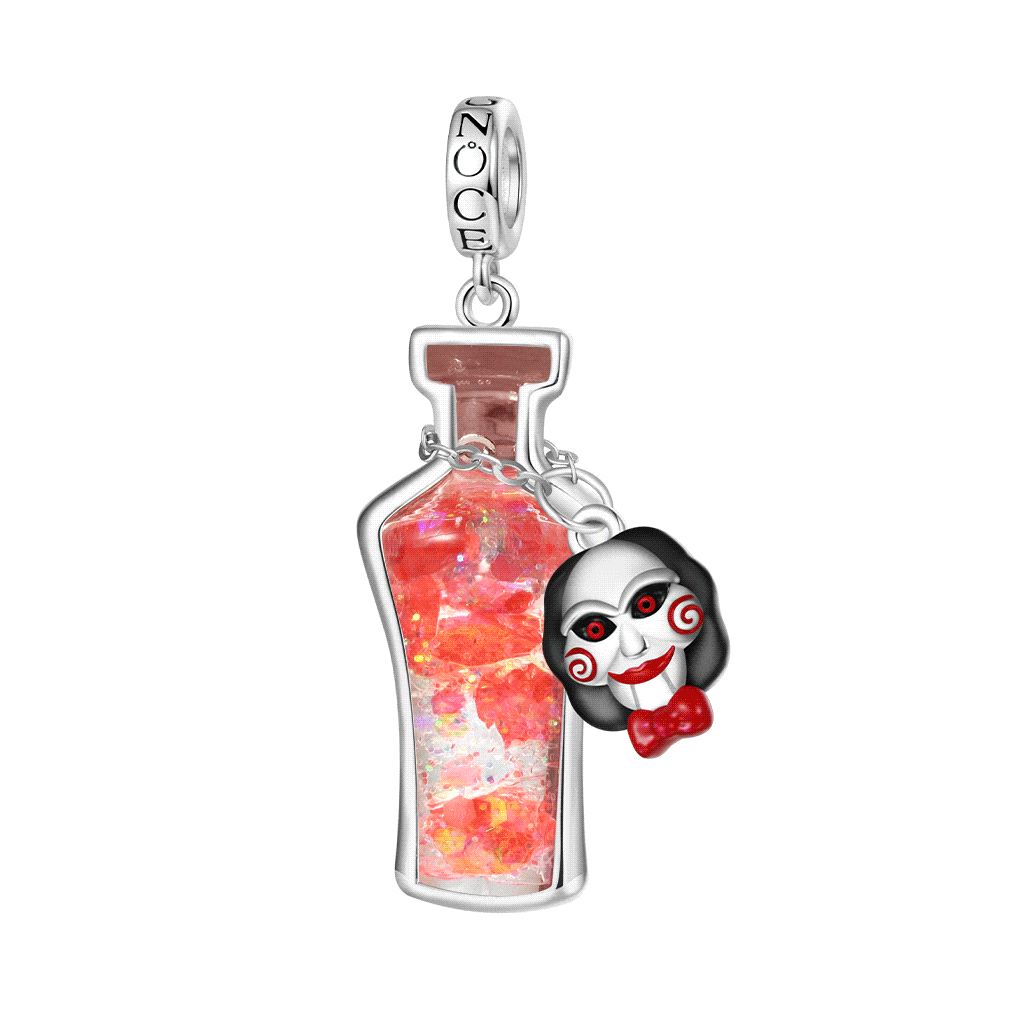 Gnoce Saw Billy the Puppet Glow-in-the-Dark Glass Potion Pendant Dangle Charm_1