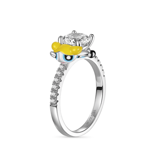 Gnoce The Powerpuff Girls Bubbles Embraces Moissanite Round Cut Ring_1