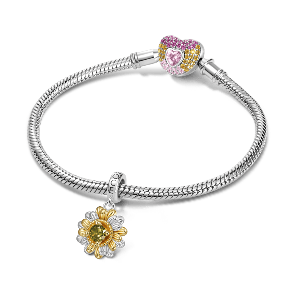 Gnoce Double Sunflower Pendant Dangle Charm_3