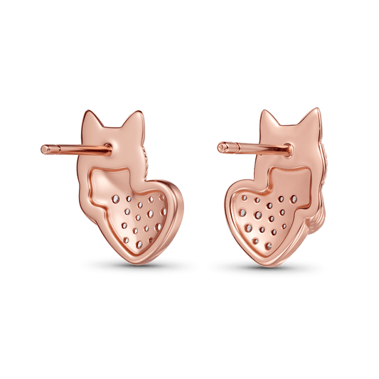 Gnoce Maine Coon Cat Embrace Heart Love Stud Earrings_4