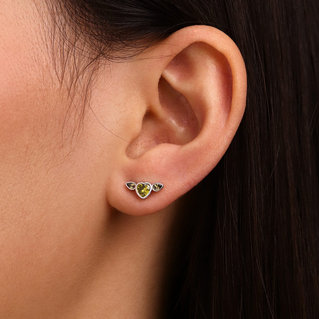 Gnoce Shinning Three-stone Stud Earrings_2