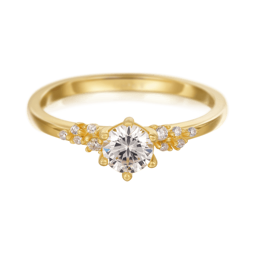 Gnoce 14K/10K Solid Gold Round Cut Moissanite Engagement Ring_1