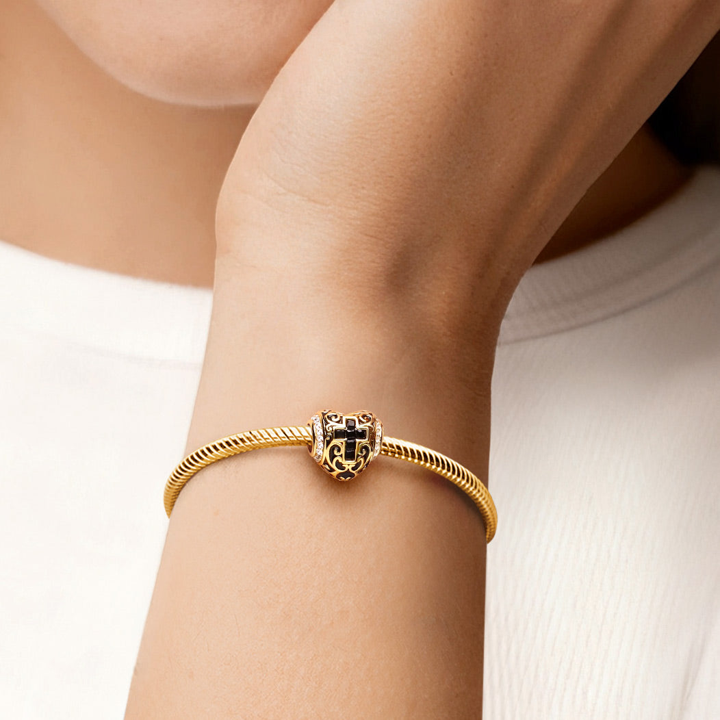 Gnoce Heart-shaped Retro Cross Charm_2