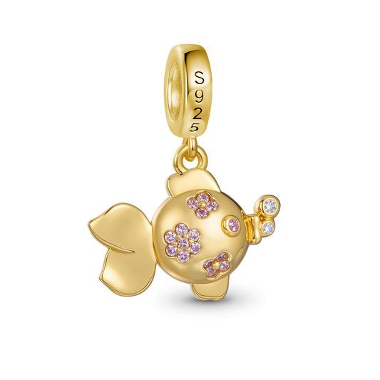 Gnoce Sparkling Playful Goldfish Pendant Dangle Charm_5