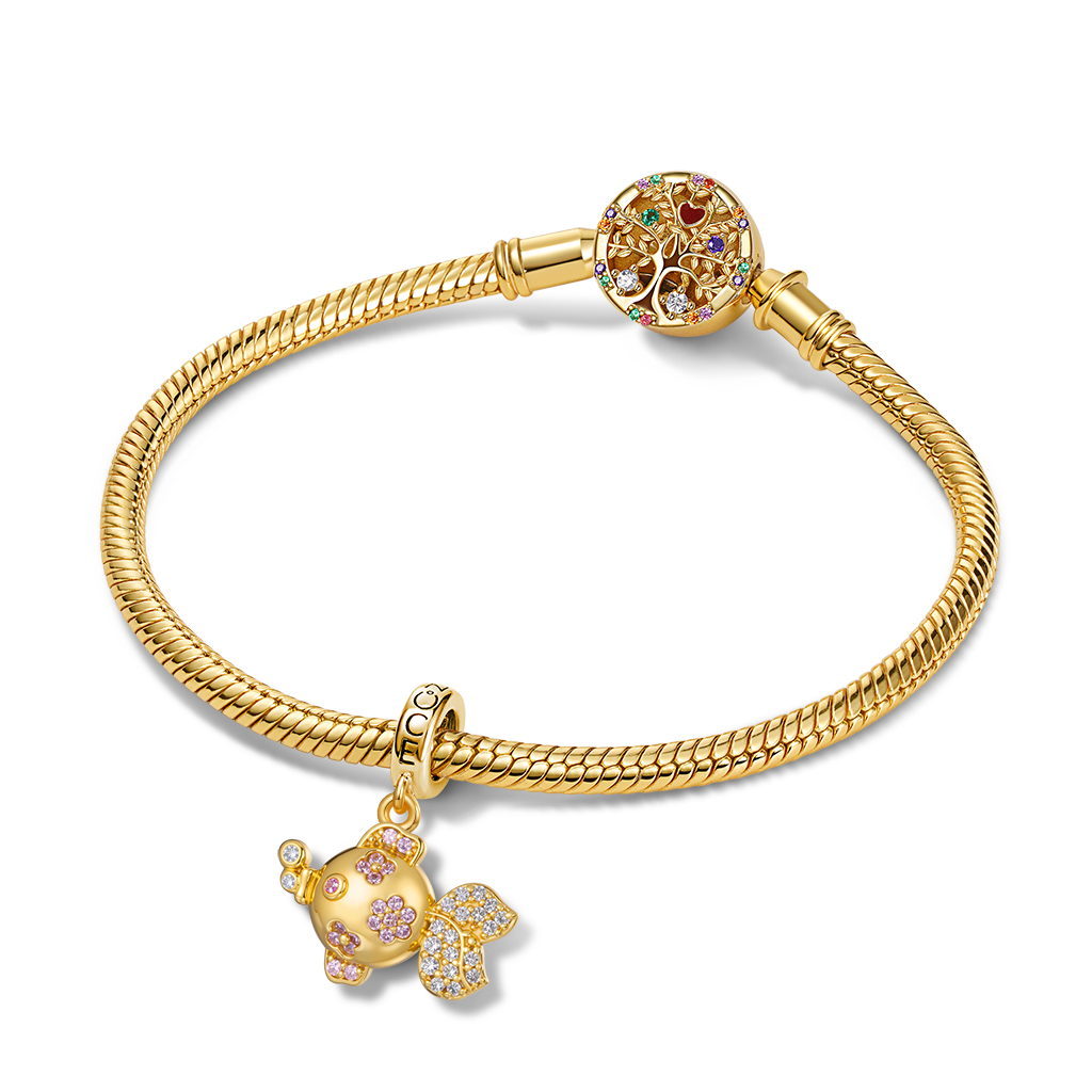 Gnoce Sparkling Playful Goldfish Pendant Dangle Charm_3