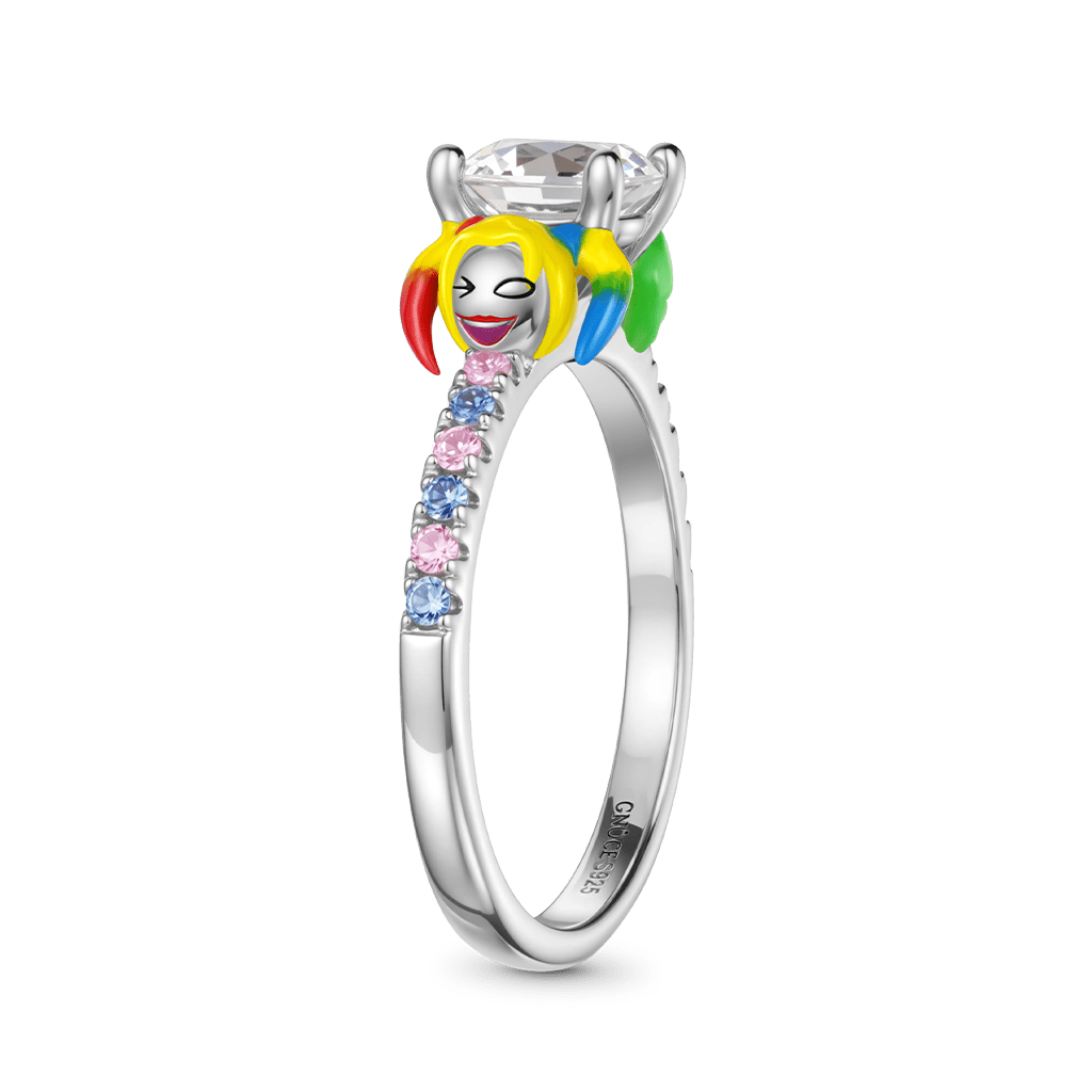 The Suicide Squad Gnoce Harley Quinn & The Joker Embraces Moissanite Round Cut Ring_2