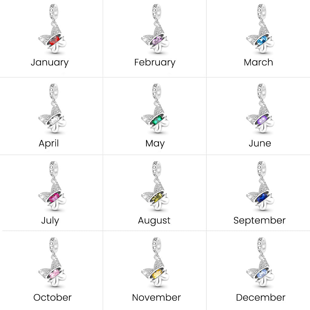Gnoce Openable Butterfly Birthstone Pendant Dangle Charm_7
