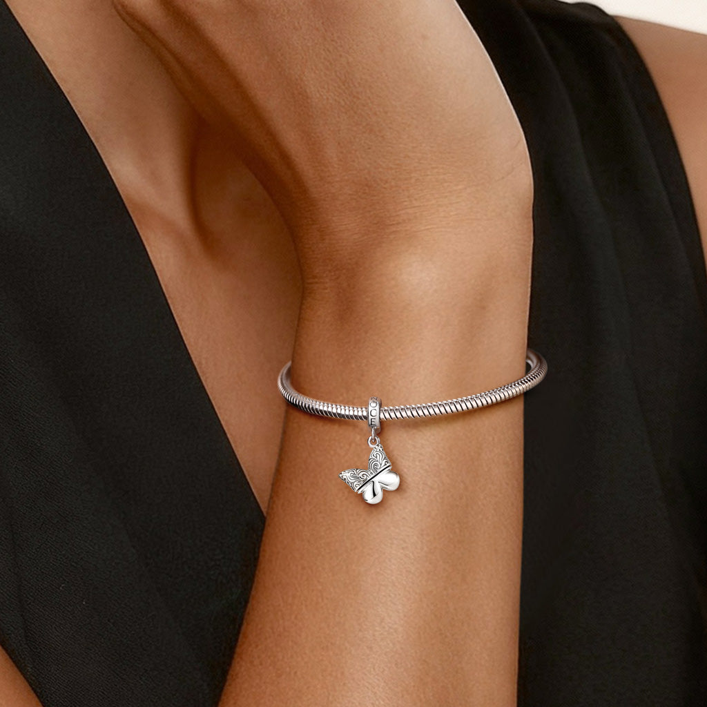 Gnoce Openable Butterfly Birthstone Pendant Dangle Charm_3