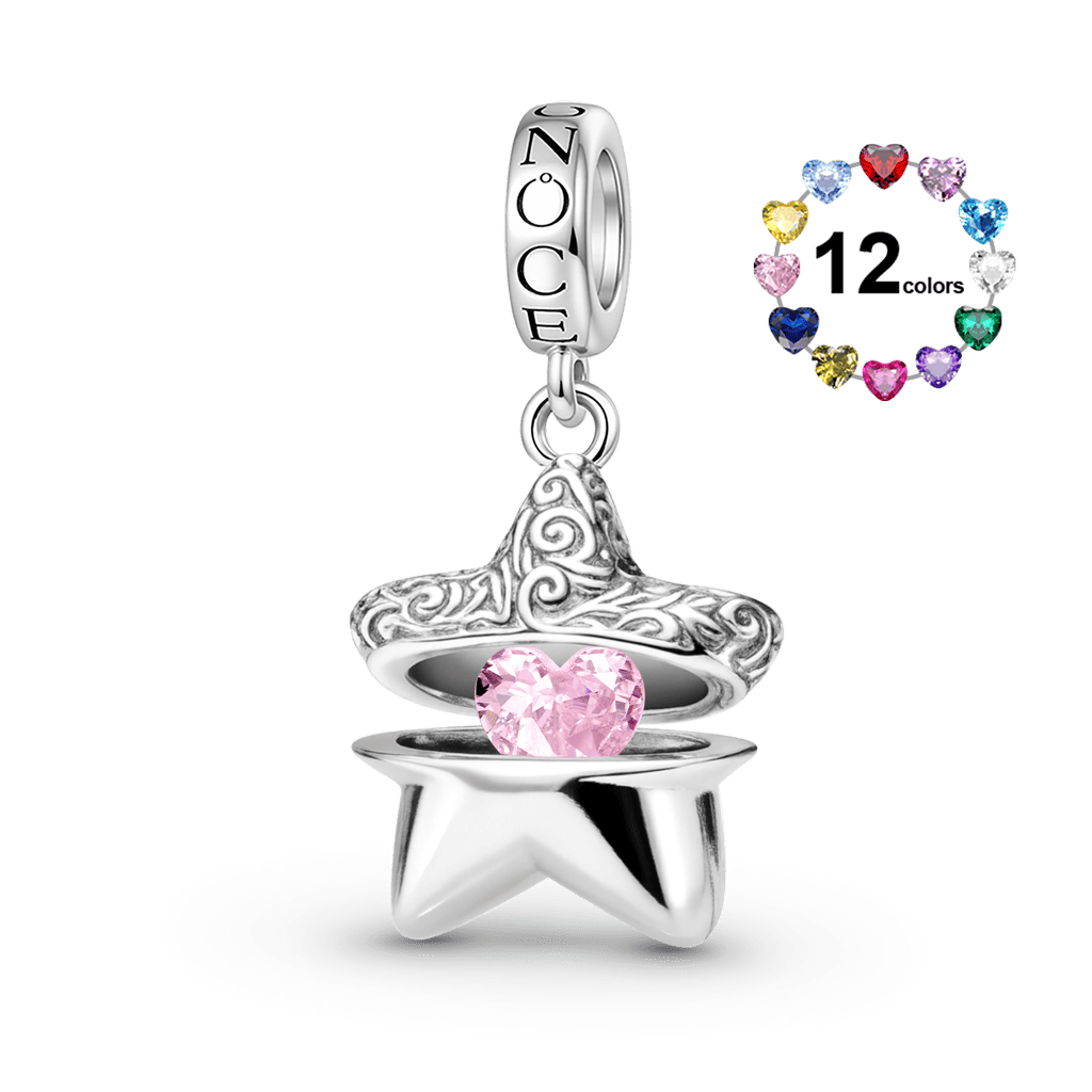 Gnoce Custom Openable Star Birthstone Pendant Dangle Charm_1