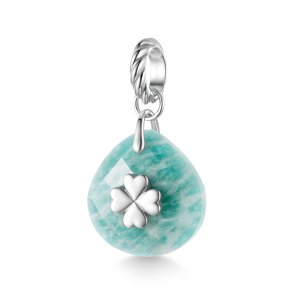 Gnoce Lucky Four-leaf Clover Amazonite Pendant Dangle Charm_1