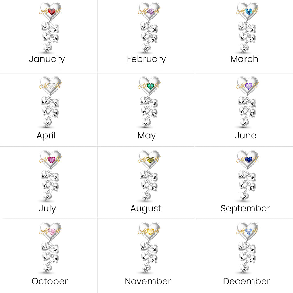 Gnoce Mother's Day Customized Birthday Stones and Initial Charm_7