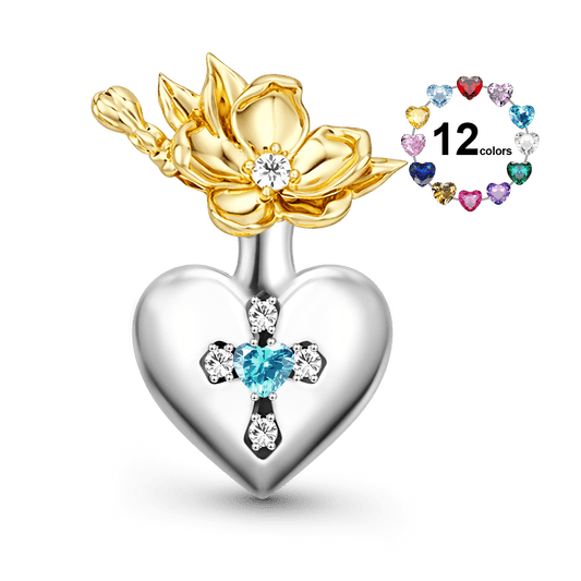 Gnoce Custom Birthday Flowers Birthstone Letter Heart Charm_1