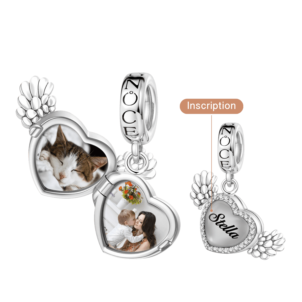 Gnoce Heating Color-changing Magic Personalized Photo Angel Wings Heart Charm_3