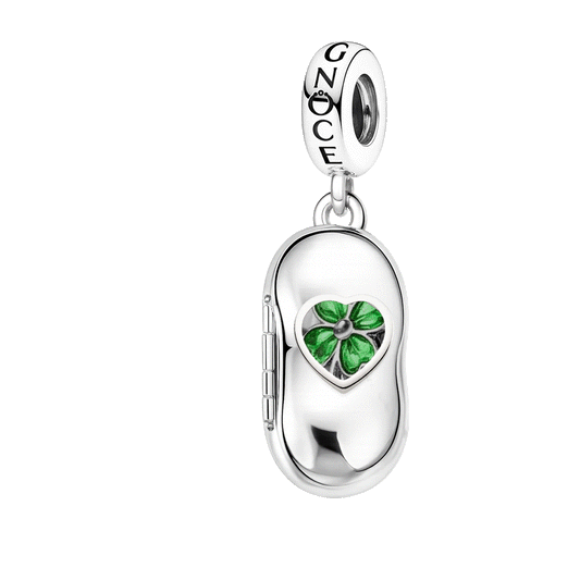 Gnoce Glow-in-the-Dark Lucky Clover Bean Pod Engravable Pendant Dangle Charm_1