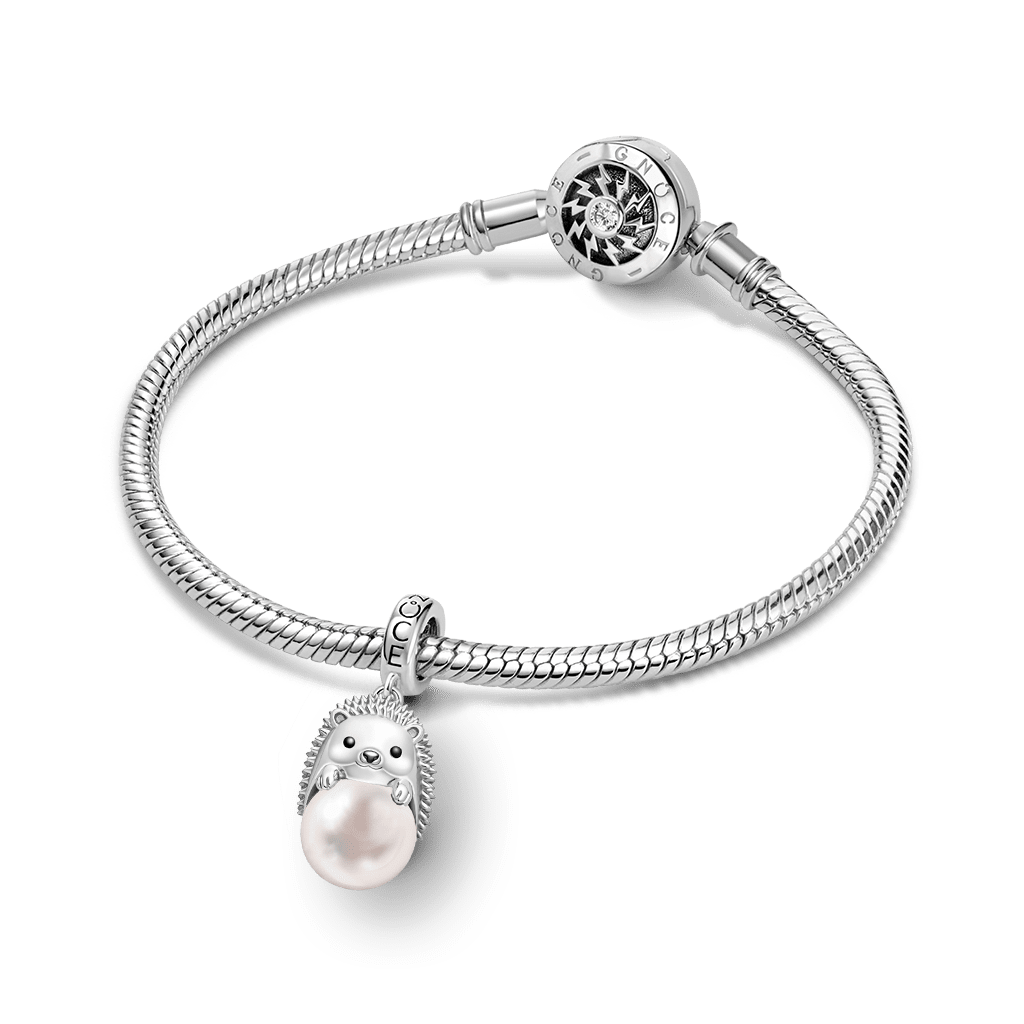 Gnoce Hedgehog with Pearl Pendant Dangle Charm_3