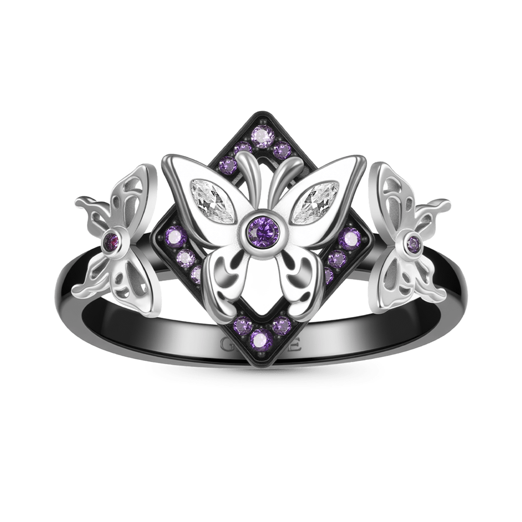 Gnoce Dark Triple Butterfly Rhombus Ring_1